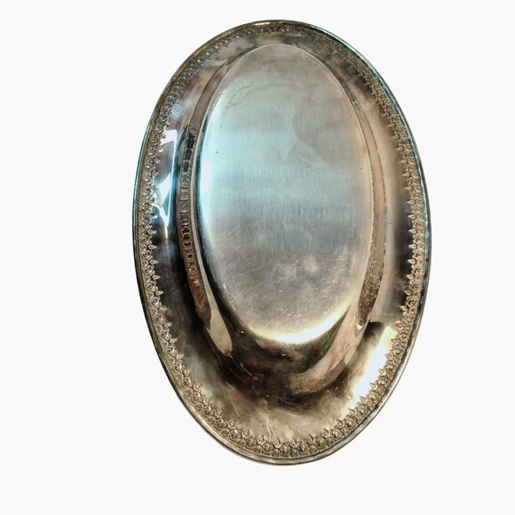 Vintage Silver Plated Ornate Oval Serving Platter Dish Elegant Design - Picture 5 of 5